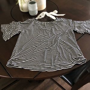 Women’s Medium striped Navy & White Dress Top